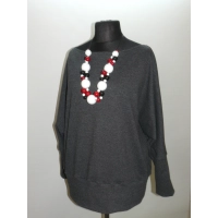 Melanżowy kobiecy sweter OVERSIZE ze ściągaczami - grafitowy